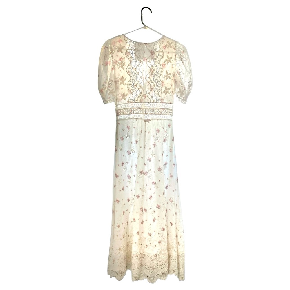 LoveShackFancy Stacy Floral Print Broderie Cotton Maxi Dress Cottagecore Size 0 - Picture 16 of 16